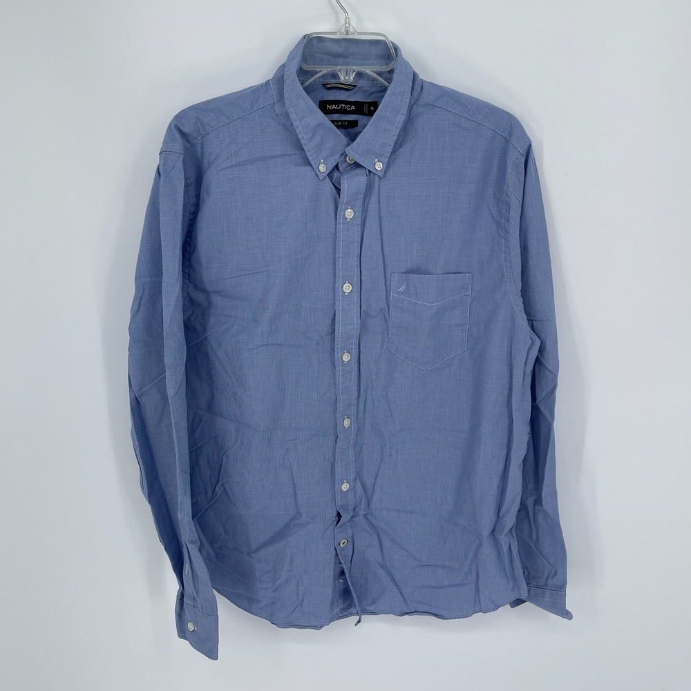Nautica‎ Men's Blue Slim Fit Button Down Shirt Size XL